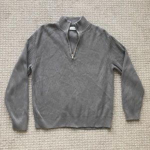 Calvin Klein Mens Sweater, Gray, 1/2 zipper, L